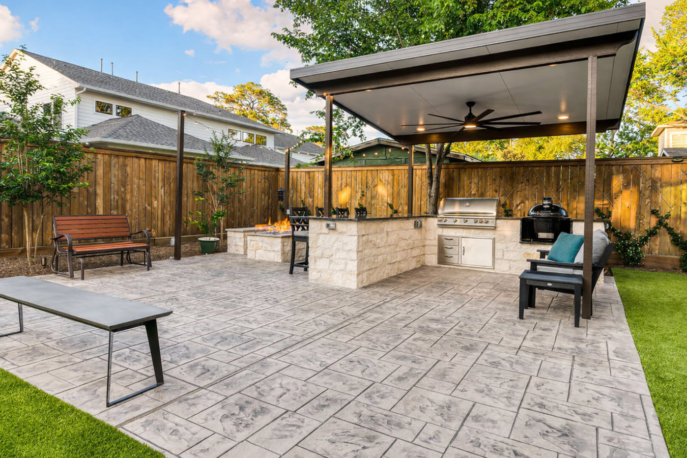 Concrete patio construction